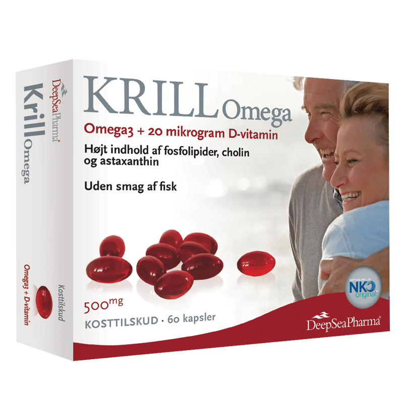 DeepSeaPharma Krill Omega 3 med D-vitamin, pakke med 60 kapsler