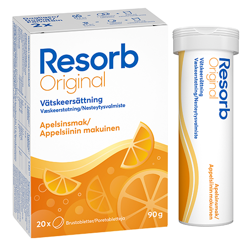 Resorb Original Appelsin brusetabletter, pakning med 2 x 10 stk.