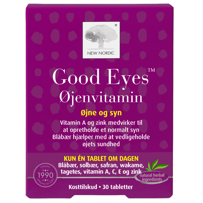 Pakke med New Nordic Good Eyes øjenvitamin, 30 tabletter