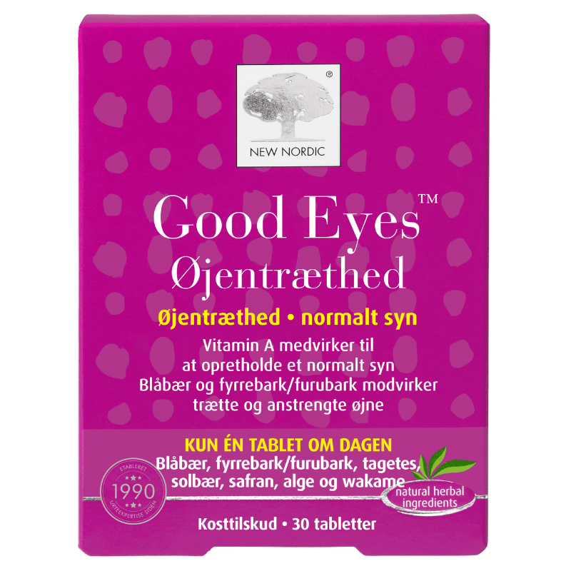 Pakning med New Nordic Good Eyes Øjentræthed, 30 tabletter