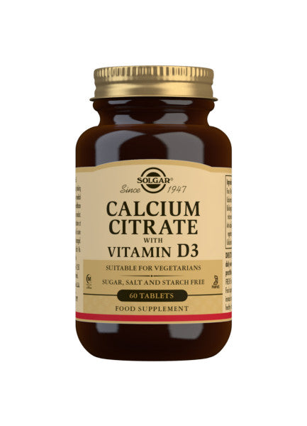 Pakning med Solgar Calcium Citrate med vitamin D3, 60 tabletter
