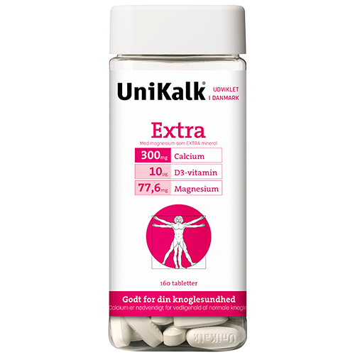 Pakke med UniKalk Extra Tablet kosttilskud, 160 tabletter