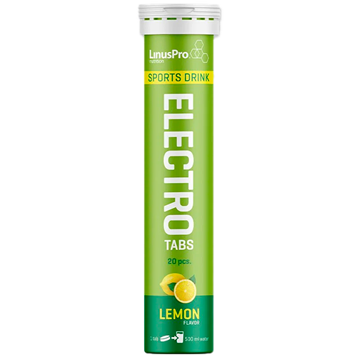 Rør med LinusPro Elektrolyt Tabs med smag af lemon/lime, 20 tabletter
