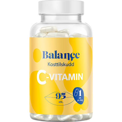 Balance C-Vitamin kosttilskud i pakning med 95 kapsler