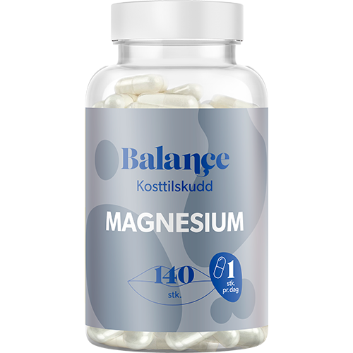 Balance Magnesium kosttilskud i kapselform, pakke med 140 kapsler