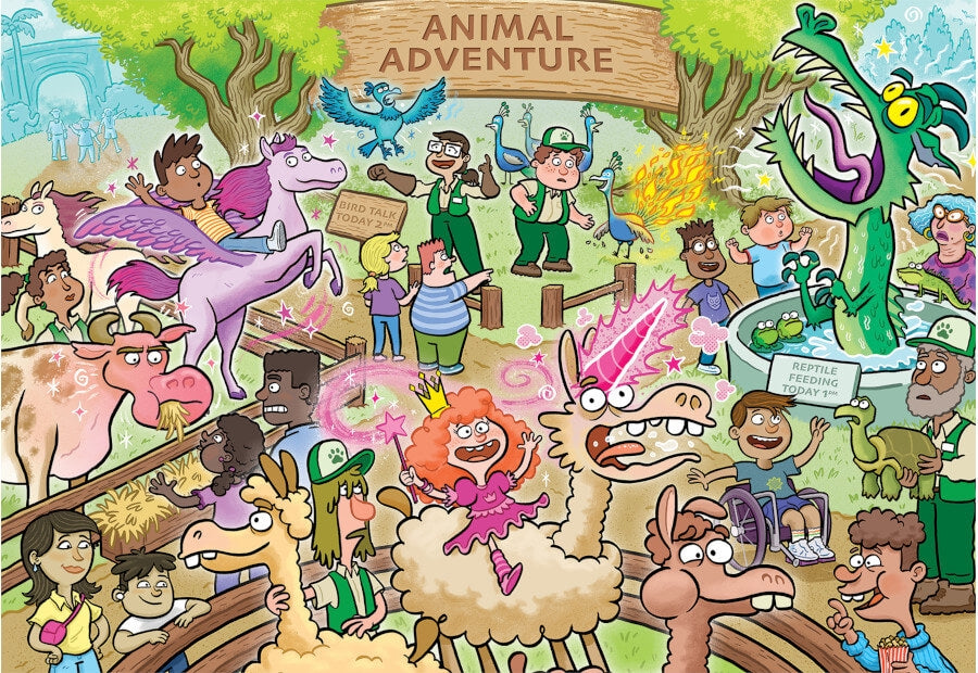 Jumbo Wasgij Junior #3 Enchanted Encounters puslespil med 240 brikker