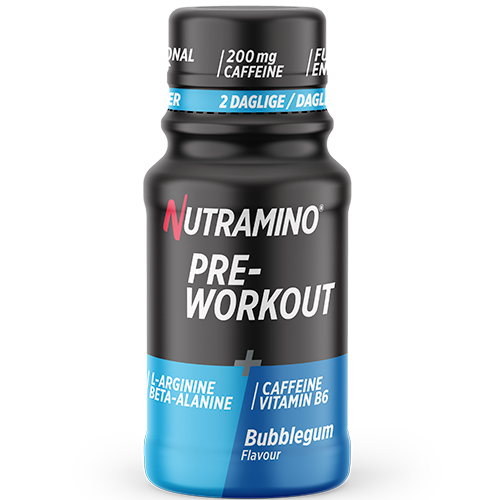 Nutramino Pro Pre-Workout Shot med smag af bubblegum, 60 ml