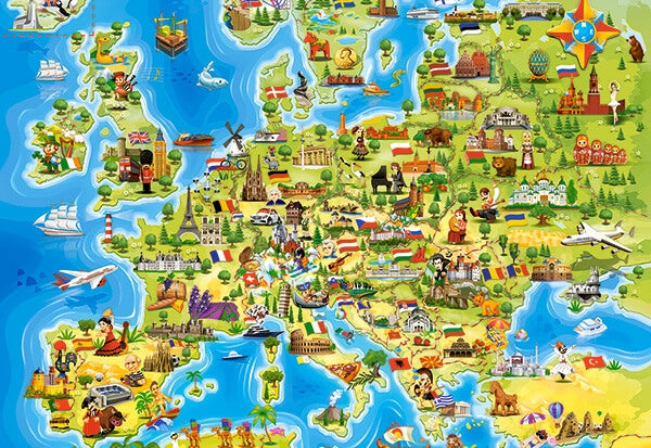 Castorland puslespil Map of Europe med 100 brikker til børn