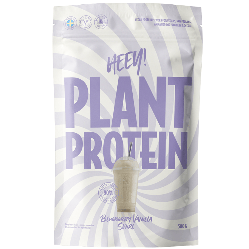 Heey Vegan Plant Protein + Vitamin B12 proteinpulver, Blueberry Vanilla Swirl, 500 g
