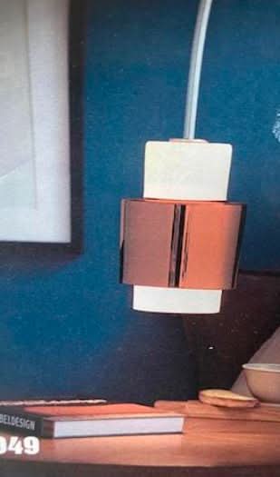 Herstal Pendel Y1949   Ø20 cm.   Kobber/med hvidt glas