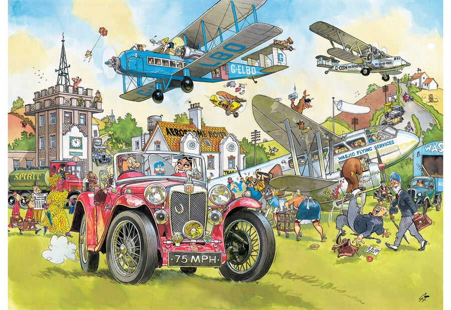 Æske med Jumbo puslespillet Wasgij Destiny #5 Time Travel med 1000 brikker