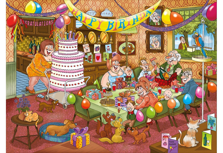 Wasgij Mystery #16 Birthday Surprise puslespil fra Jumbo med 1000 brikker