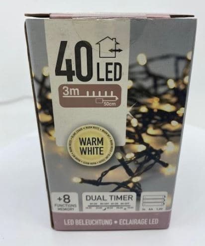 Led lys 40 Lys Varm White, Batteri