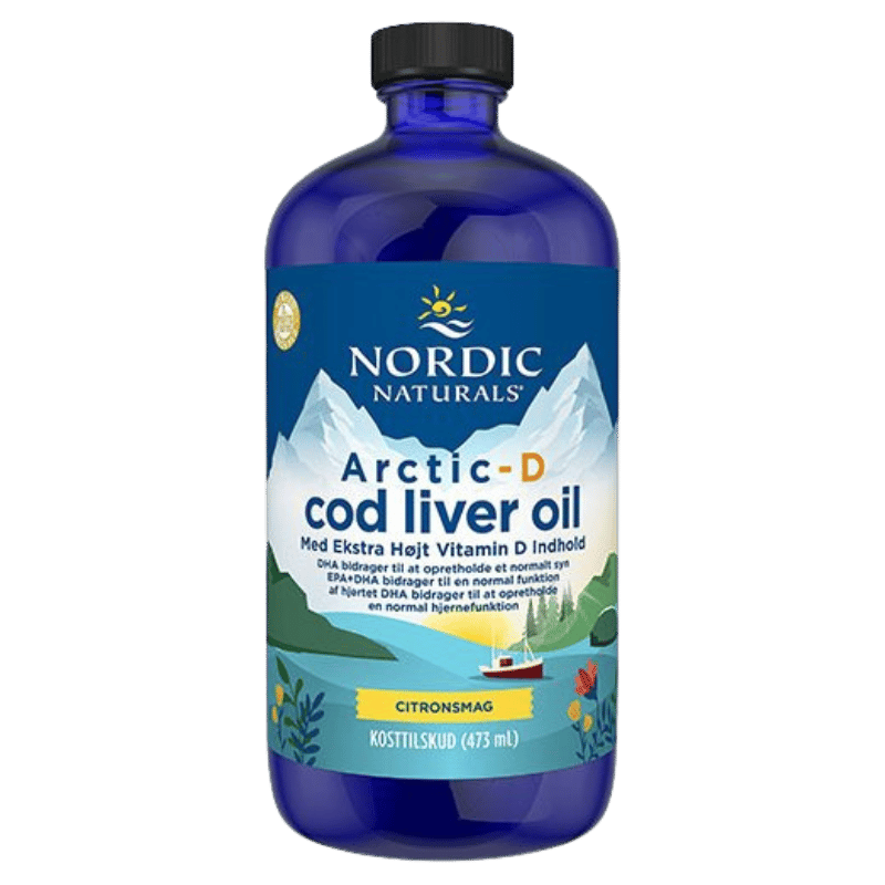 Flaske med Nordic Naturals Arctic-D Cod Liver Oil torskelevertran, 473 ml