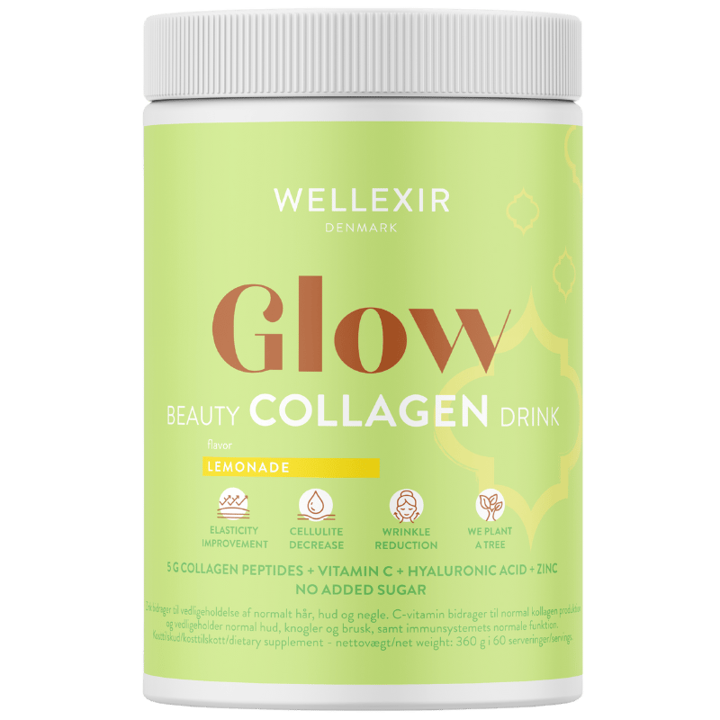 Wellexir Glow Beauty Drink Lemonade kollagentilskud med citronsmag, 360 g