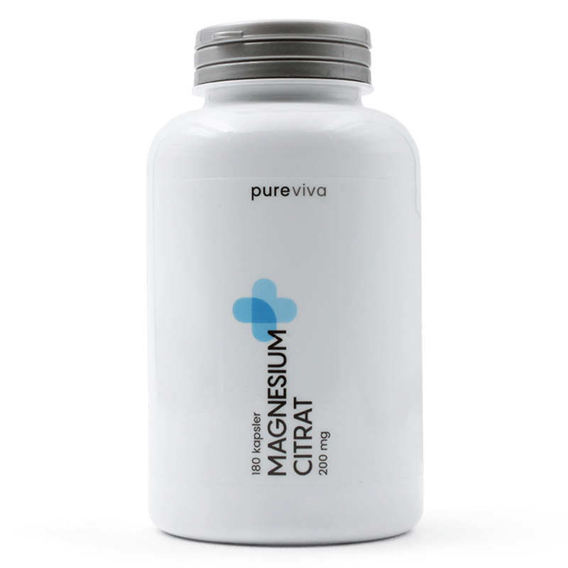 Pakning med Pureviva Magnesium Citrat 200 mg, 180 kapsler