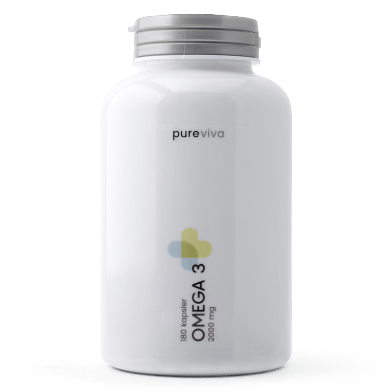 Pureviva Fiskeolie Omega-3 2000 mg, pakke med 180 kapsler