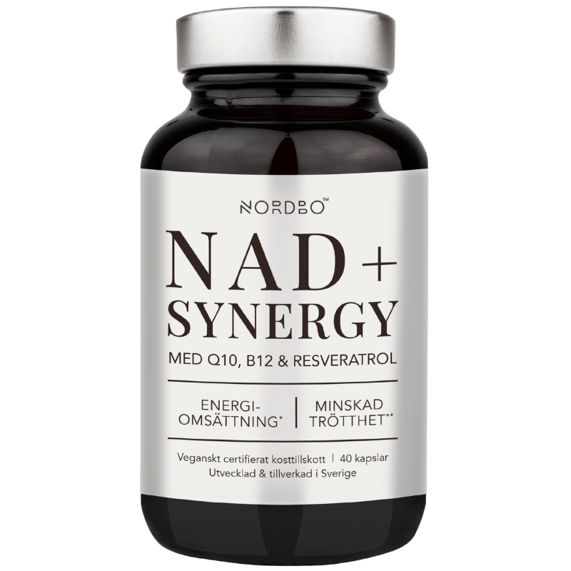 Pakning med Nordbo NAD+ Synergy veganske kapsler, 40 stk.
