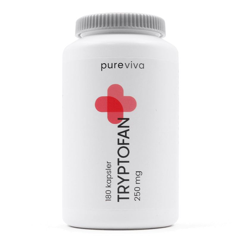 Pureviva Tryptofan 250 mg kosttilskud i pakke med 180 kapsler