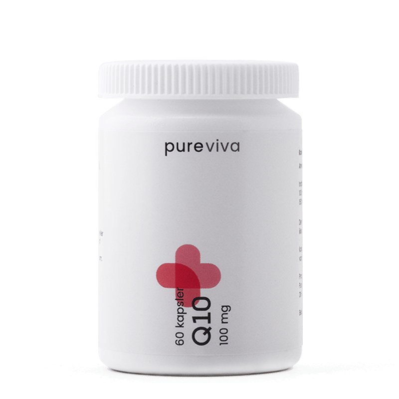 Pureviva Q10 100 mg kosttilskud i pakke med 60 kapsler