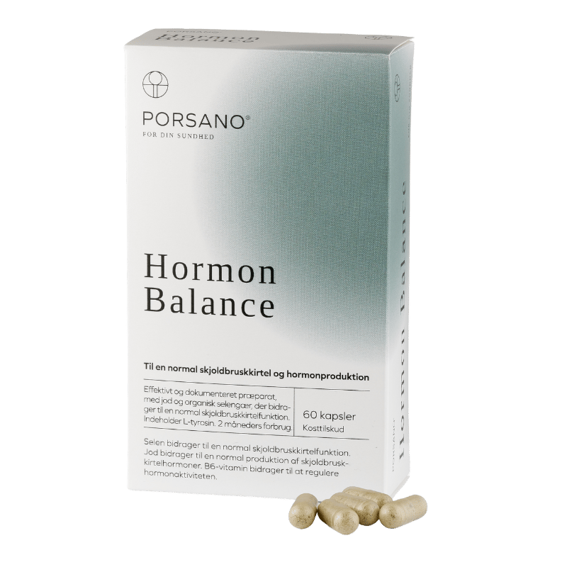 Pakke med Porsano Hormon Balance kosttilskud med jod og selen, 60 kapsler