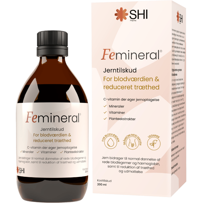Flaske med Femineral flydende jerntilskud, 200 ml