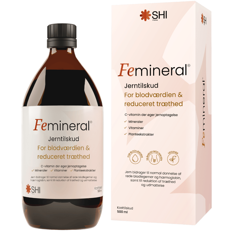 Flaske med Femineral flydende jerntilskud, 500 ml