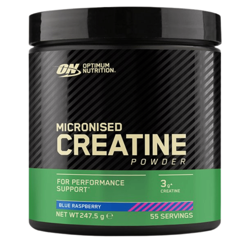 Optimum Nutrition kreatinpulver med smag af blå hindbær, 247,5 g