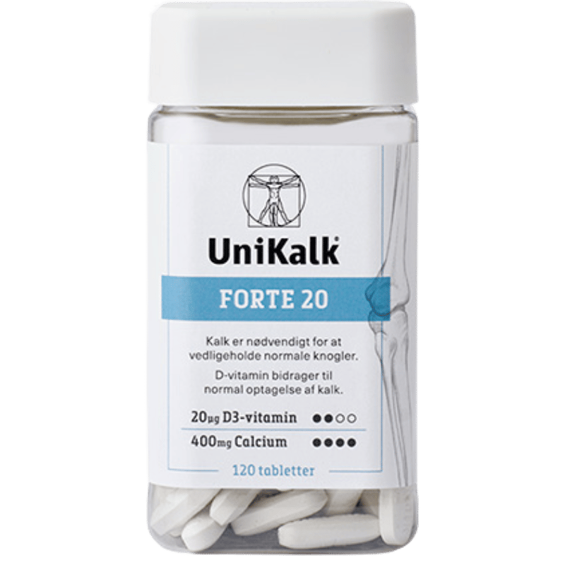 Pakning med UniKalk Forte 20 kosttilskud, 120 stk.