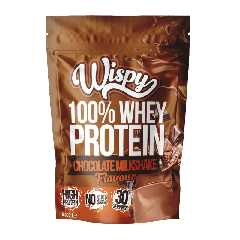 Pakning Wispy Whey 100 Chocolate Milkshake, proteintilskud med chokoladesmag, 1 kg