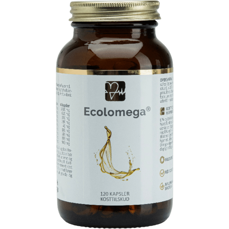 Pakke med Ecolomega Fiskeolie kosttilskud, 120 kapsler