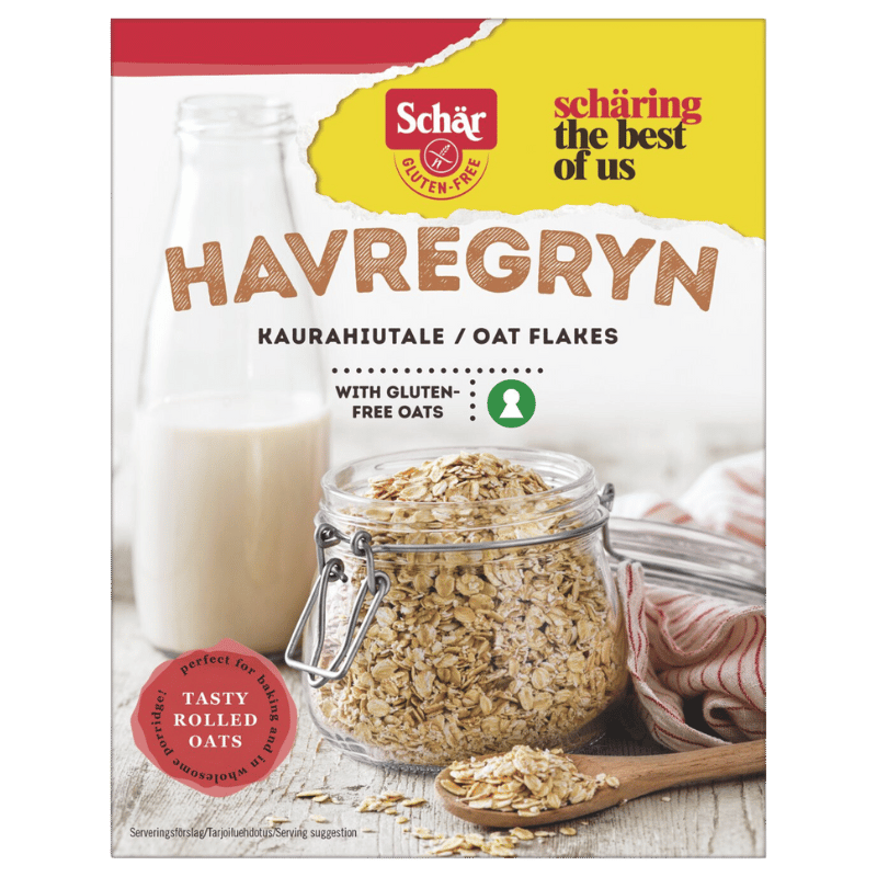 Pakke med Schär glutenfri havregryn, 500 g, lavet af fuldkornshavre
