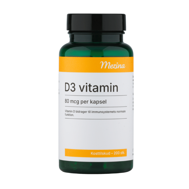 Mezina D3 Vitamin 80 mcg, pakke med 200 kapsler