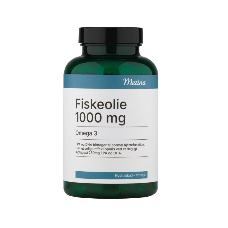 Mezina Fiskeolie Omega 3 1000 mg i pakke med 120 kapsler