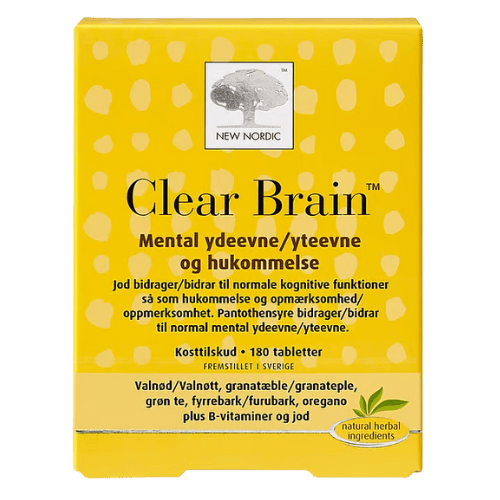 Pakning med New Nordic Clear Brain kosttilskud, 180 tabletter