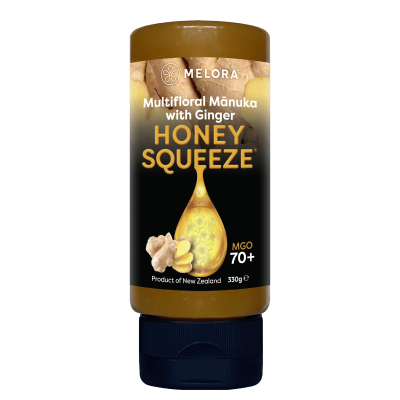 Melora Multifloral Manuka Honey 70+ MGO Ginger Squeeze, 330 g