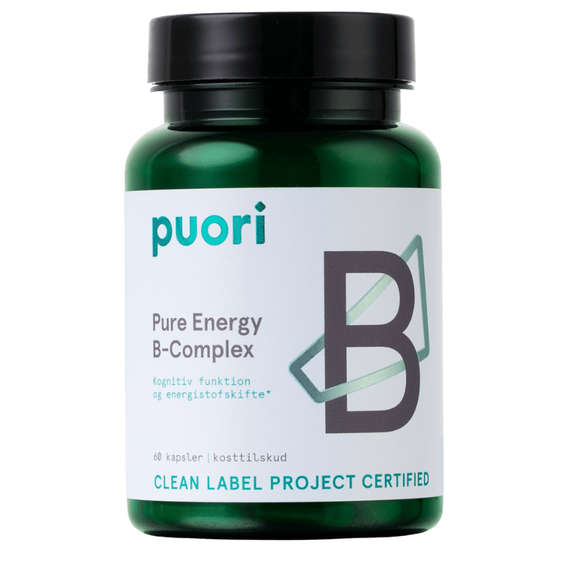 Puori Pure Energy B-Complex kosttilskud med otte B-vitaminer, 60 kapsler