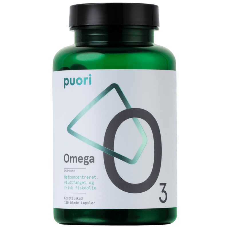 Pakning med Puori Omega-3 O3 kosttilskud, 120 kapsler