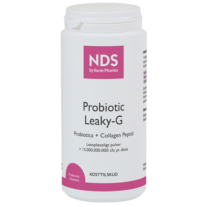 Beholder med NDS Probiotic Leaky-G kosttilskud, 175 g