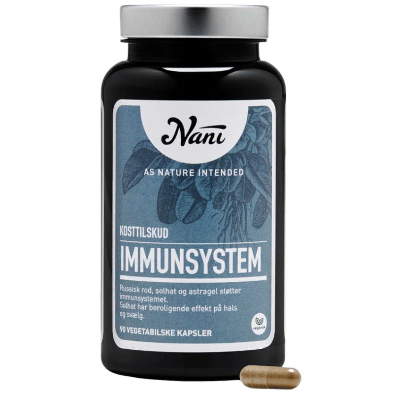 Pakke med Nani Immunsystem kosttilskud i vegetabilske kapsler, 90 stk.