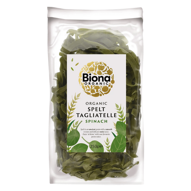 Biona økologisk spelt tagliatelle med spinat, pakke på 250 g