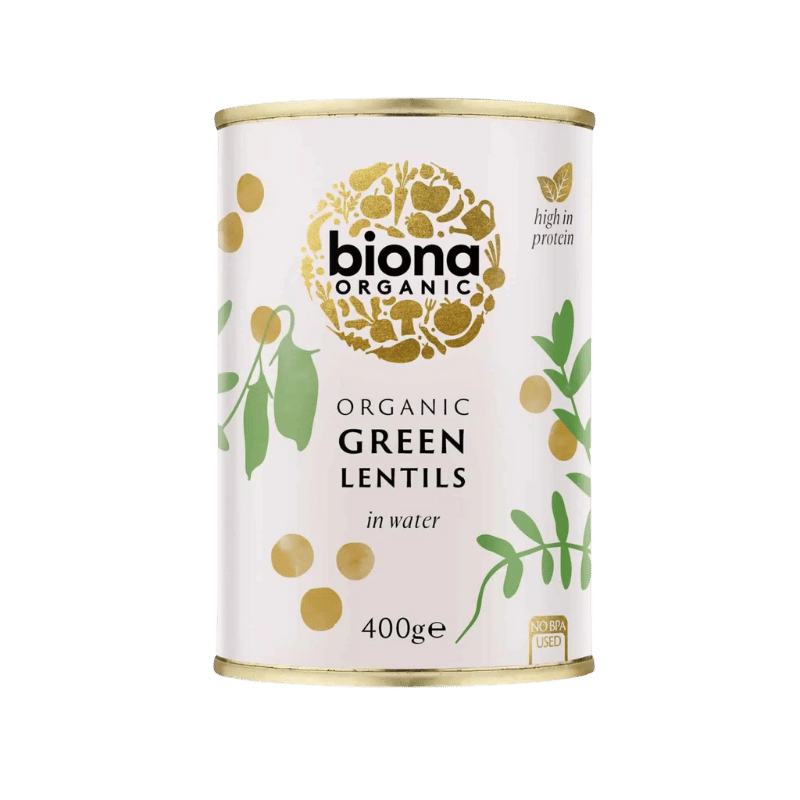 Pakning med Biona økologiske grønne linser, 400 g