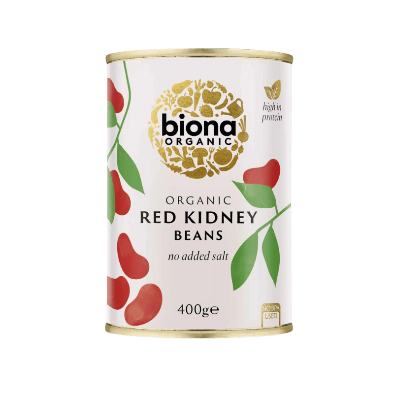 Dåse eller pakke med Biona økologiske kidneybønner, 400 g