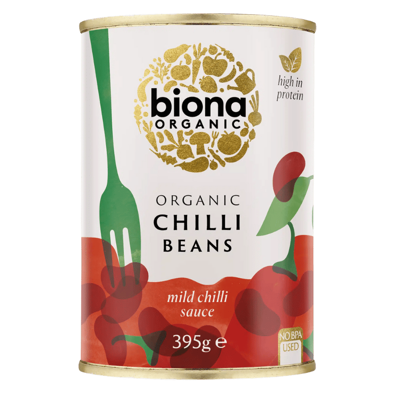 Biona økologiske røde kidneybønner i chilisauce, 395 g