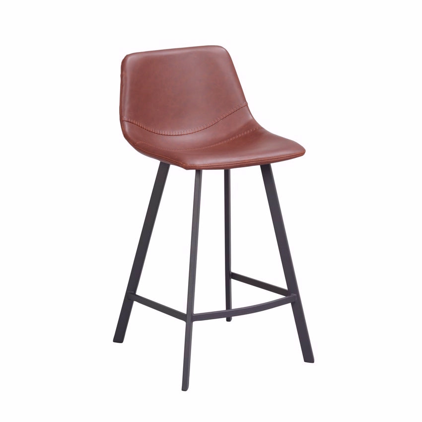 Rowico Home Auburn barstol i brun og sort med sæde i PU-læder
