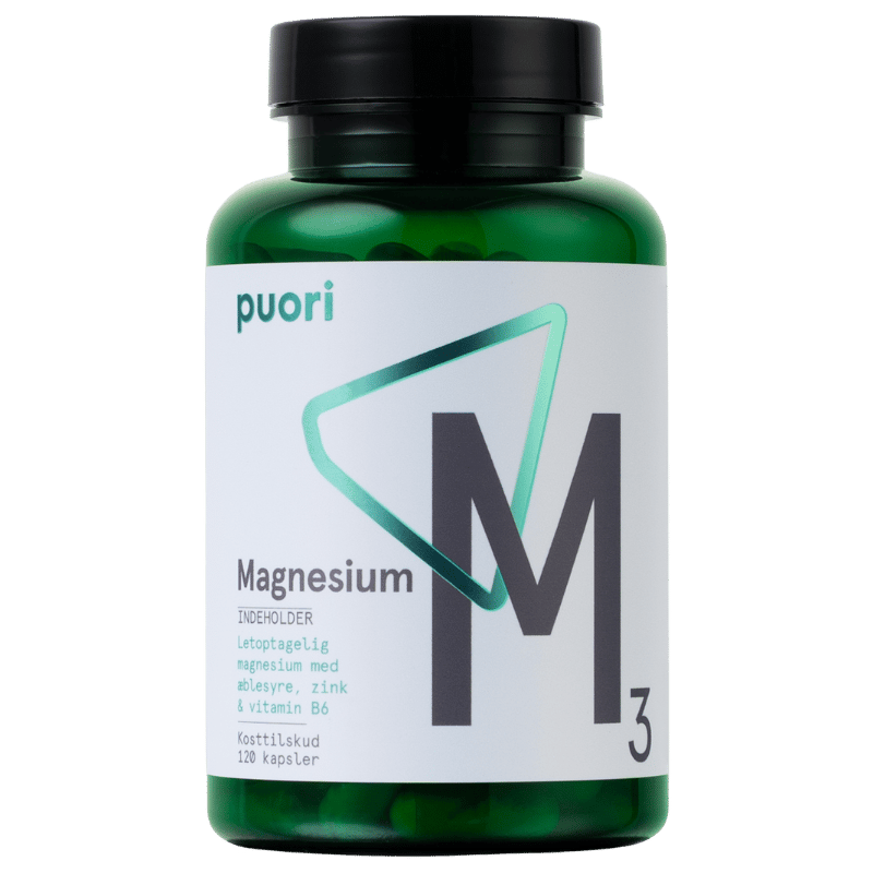 Pakning med Puori Magnesium Komplex kosttilskud med magnesium, zink og vitamin B6, 120 kapsler
