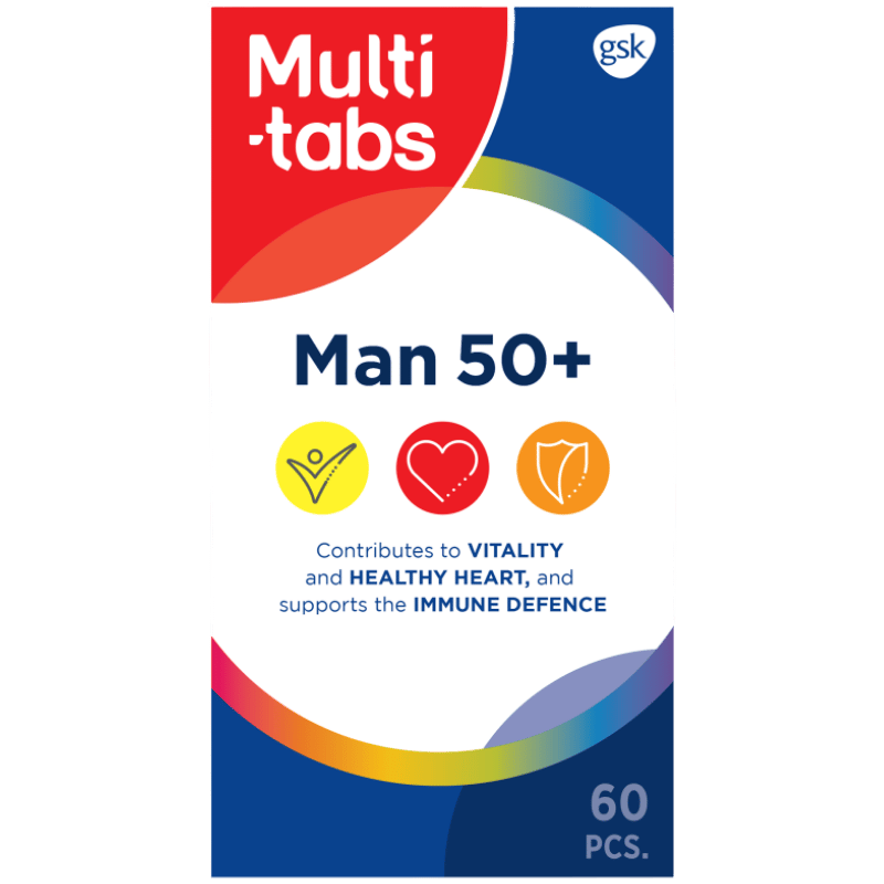 Multitabs Man 50+ multivitamin til mænd over 50 år, pakning med 60 tabletter