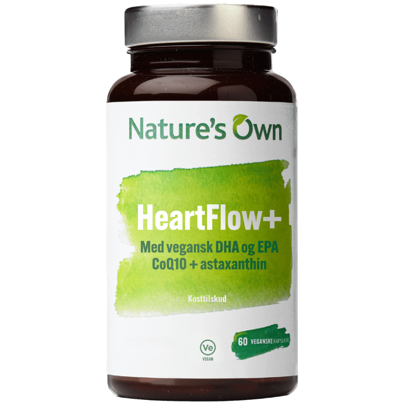Pakning med Natures Own HeartFlow+ vegansk kosttilskud, 60 kapsler