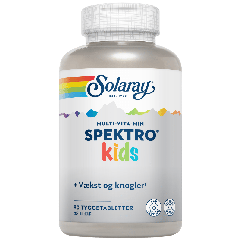 Pakke med Solaray Spektro Kids Multi-Vita-Min tyggetabletter med bærsmag
