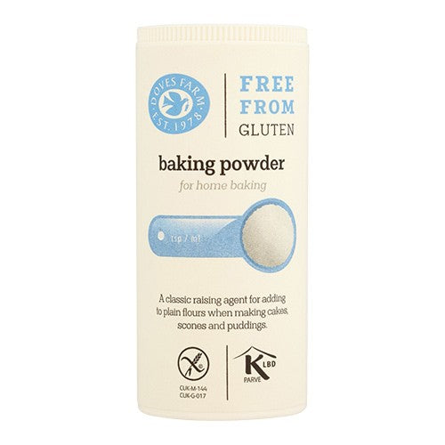 Pakke med glutenfrit bagepulver fra Doves Farm, 130 gram